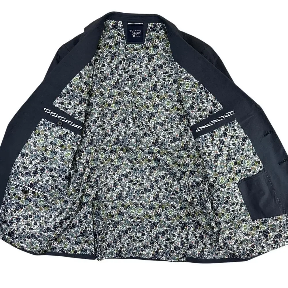Original Penguin Men’s 44R Blue Summer Blazer Cotton Floral Lining Two Button